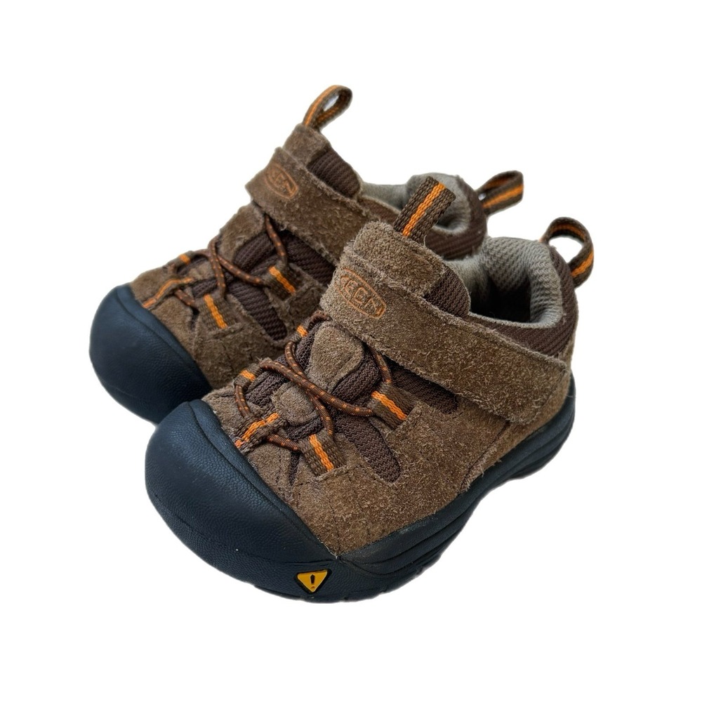 Keen infant toddler size 4 hiking shoe brown orange fall winter low top
